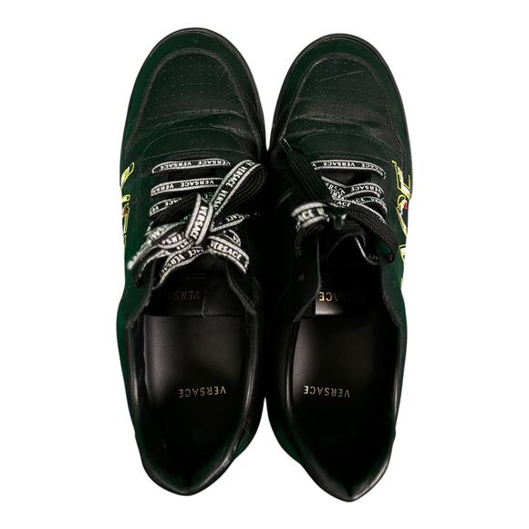 Versace IIus Men EU 46 US 12 Floral Side Logo Black  Sneakers $995 Retail main image 8